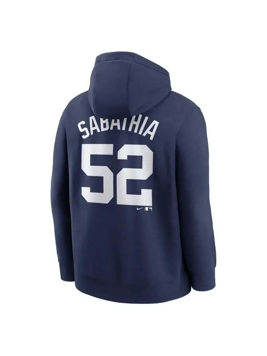 Nike Мужская толстовка с капюшоном CC Sabathia Navy New York Yankees с именем и номером игрока — изображение 3 из 3