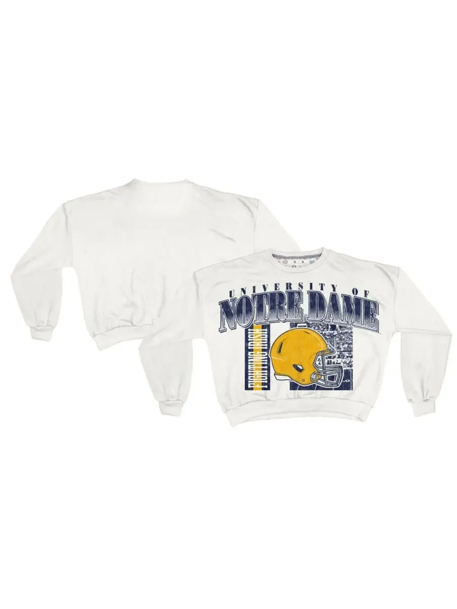 Pressbox Женская белая толстовка Notre Dame Fighting Irish Oversized Janice Retro Waist-Length — изображение 1 из 3, белый