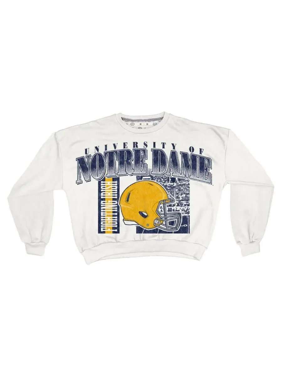 Pressbox Женская белая толстовка Notre Dame Fighting Irish Oversized Janice Retro Waist-Length — изображение 2 из 3, белый