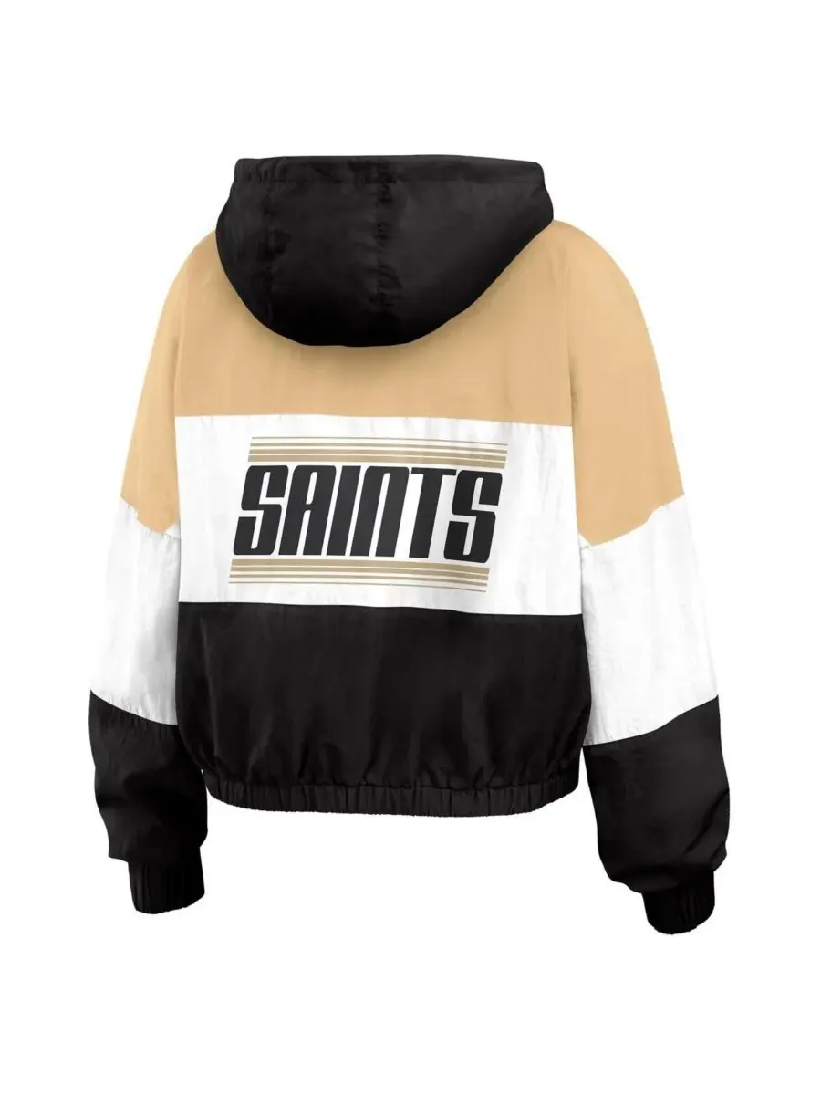 WEAR by Erin Andrews Женская черная ветровка на молнии с цветными блоками в стиле New Orleans Saints — изображение 4 из 5