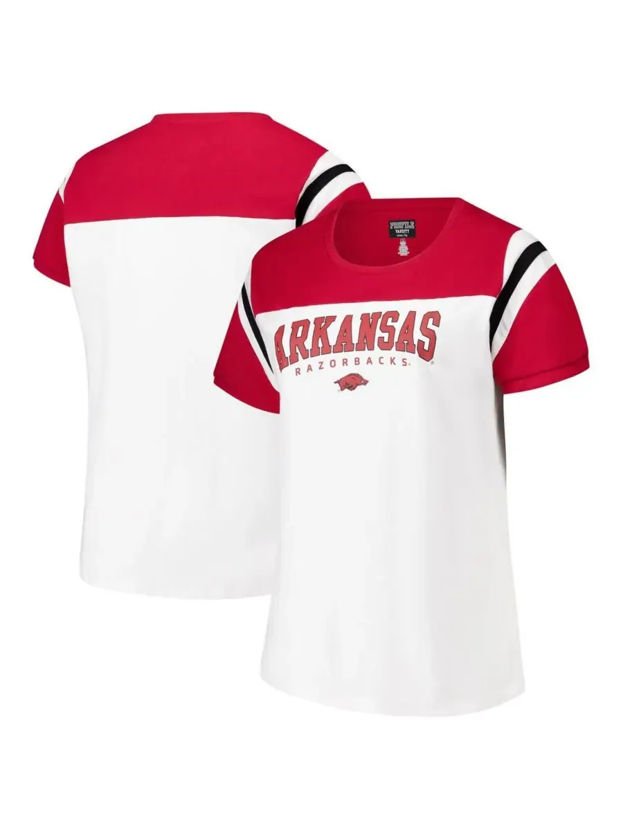 Fanatics Женская белая футболка большого размера с символикой команды Arkansas Razorbacks — изображение 1 из 3, белый