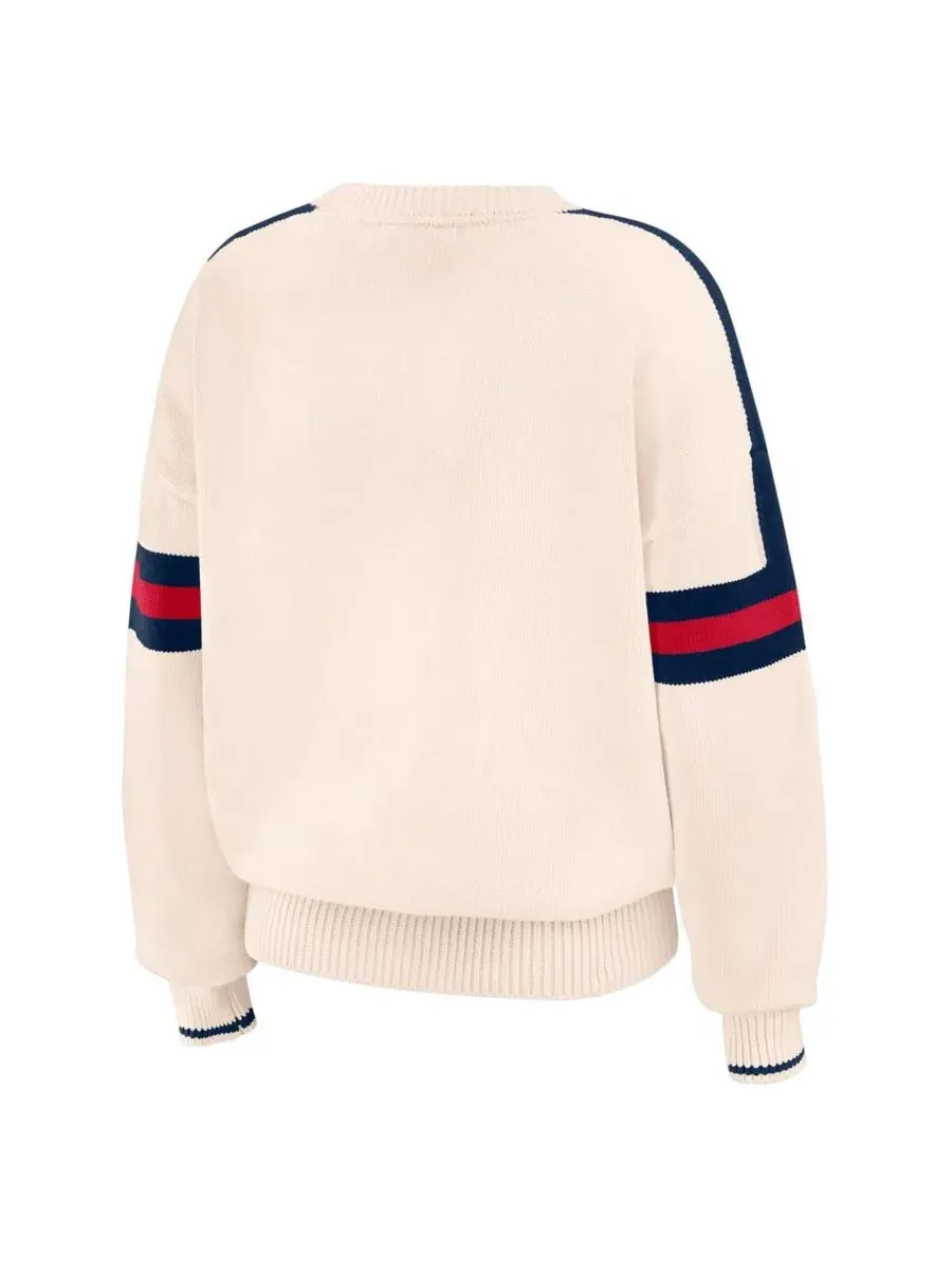 WEAR by Erin Andrews Женский кремовый полосатый пуловер с символикой команды Atlanta Braves — изображение 3 из 4