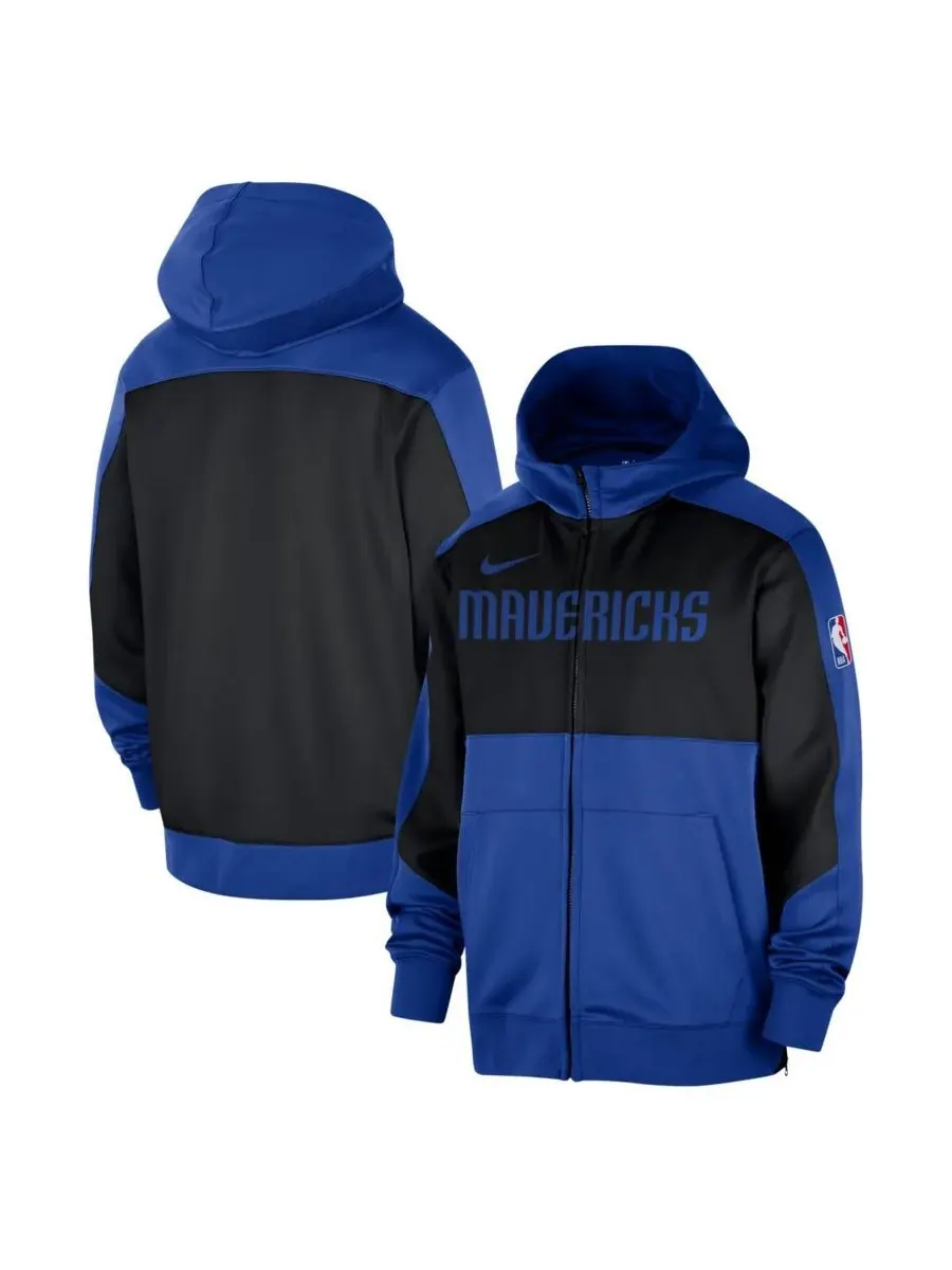 Nike Мужская синяя толстовка на молнии Dallas Mavericks Authentic On-Court Showtime Performance — изображение 1 из 3, синий