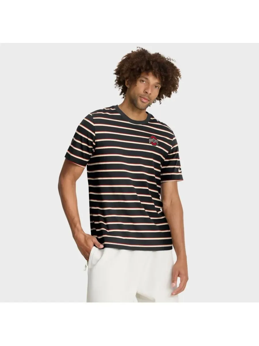 Nike Мужская черная футболка Ohio State Buckeyes Athletic Prep Legacy Summit Stripe — изображение 1 из 5, черный