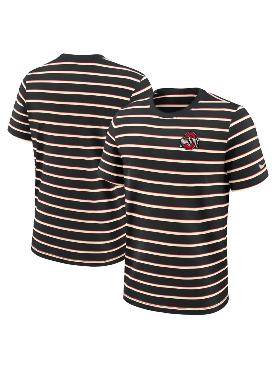 Nike Мужская черная футболка Ohio State Buckeyes Athletic Prep Legacy Summit Stripe — изображение 4 из 5, черный