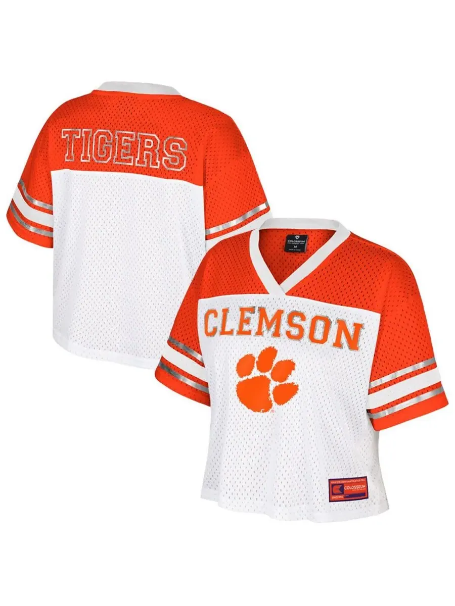 Colosseum Женская белая укороченная футболка Clemson Tigers Treasure для американского футбола — изображение 1 из 3, белый