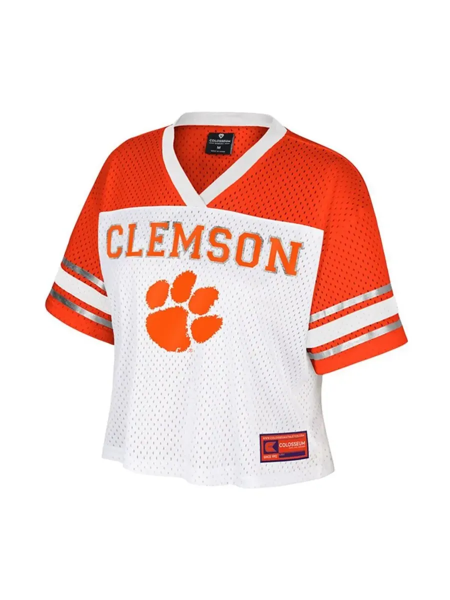 Colosseum Женская белая укороченная футболка Clemson Tigers Treasure для американского футбола — изображение 2 из 3, белый