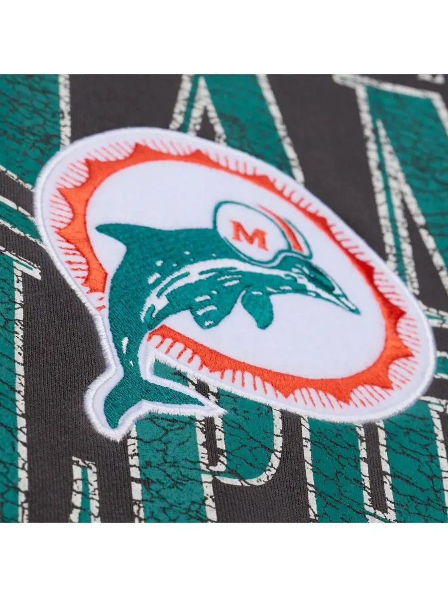 Mitchell & Ness Мужская черная толстовка Miami Dolphins Downtown Crew с винтажным логотипом — изображение 2 из 4, черный