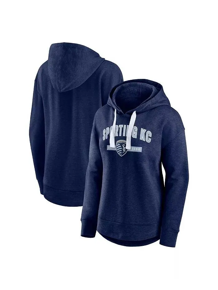 Женский пуловер с капюшоном Heather Navy Sporting Kansas City Lineup Fanatics