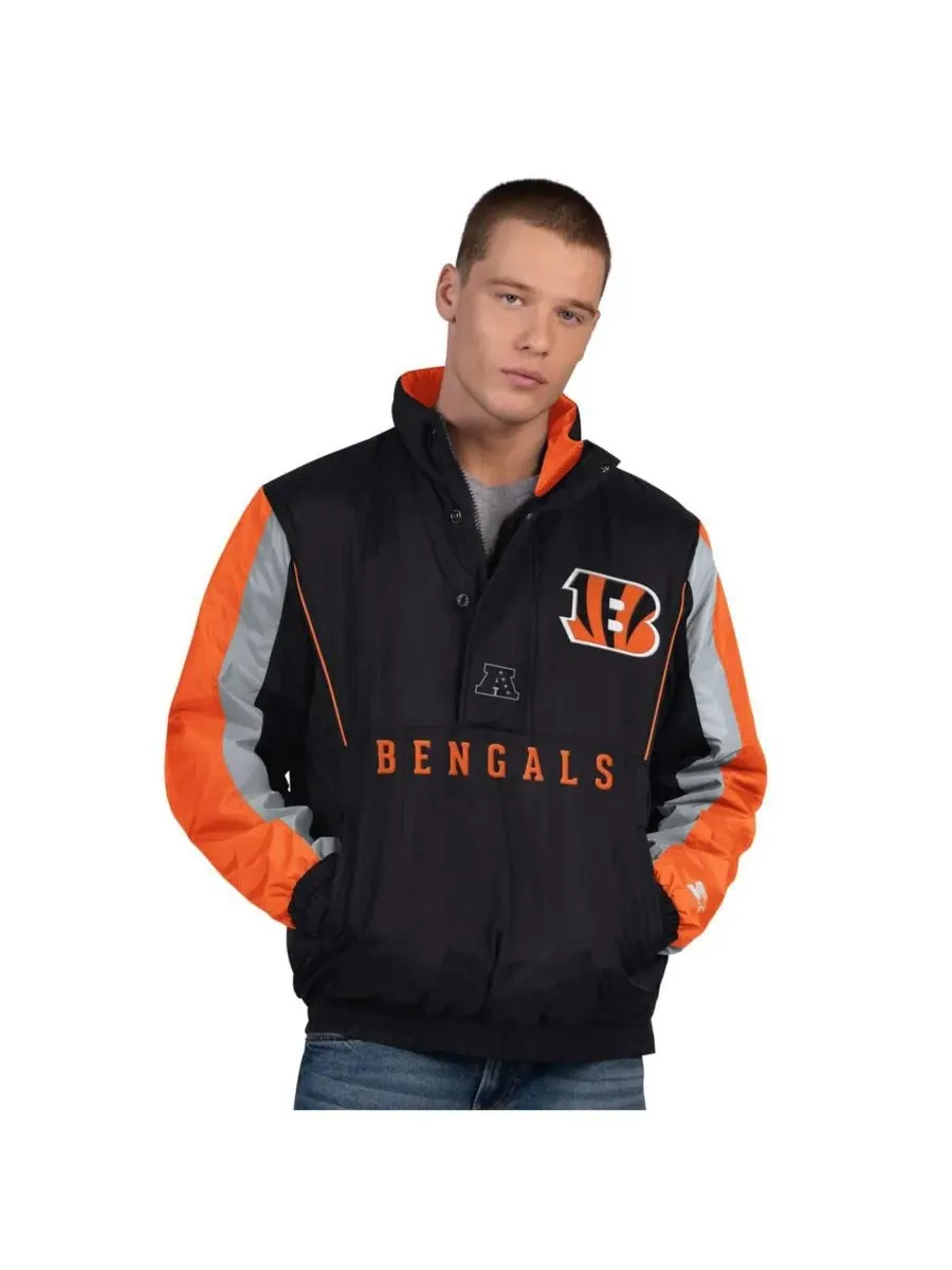 Starter Мужская черная куртка с половинной молнией Cincinnati Bengals Thursday Night Gridiron — изображение 1 из 2, черный