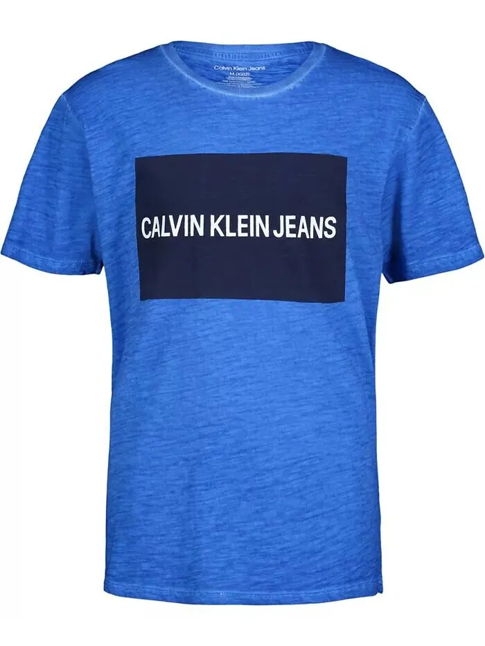 Хлопковая футболка с цветными блоками и логотипом Big Boys Calvin Klein — изображение 2 из 3
