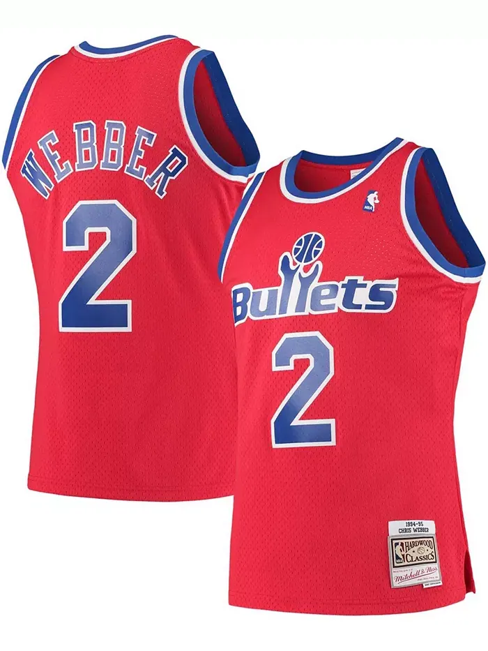 Мужская баскетбольная майка Chris Webber Washington Bullets Hardwood Classics 1994-95 в стиле — изображение 1 из 3