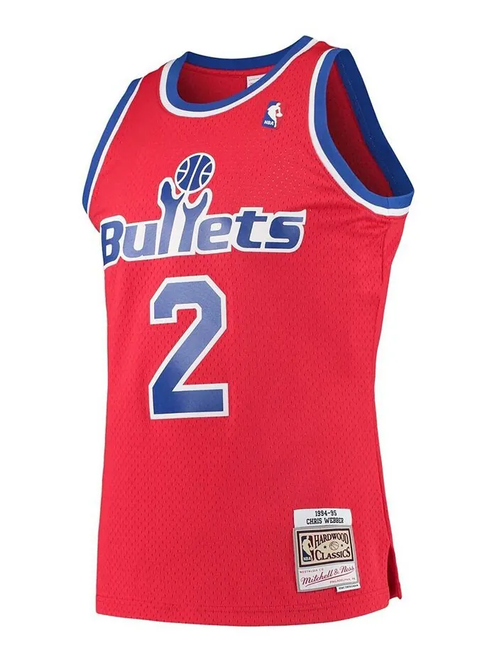 Мужская майка Chris Webber Red Washington Bullets Hardwood Classics 1994-95 Swingman Mitchell & Ness — изображение 2 из 3
