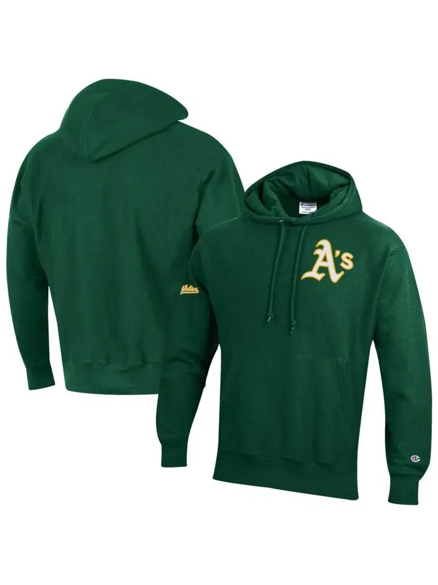 Мужская зеленая толстовка Athletics Reverse Weave Chenille Hoodie Champion — изображение 1 из 3, зеленый