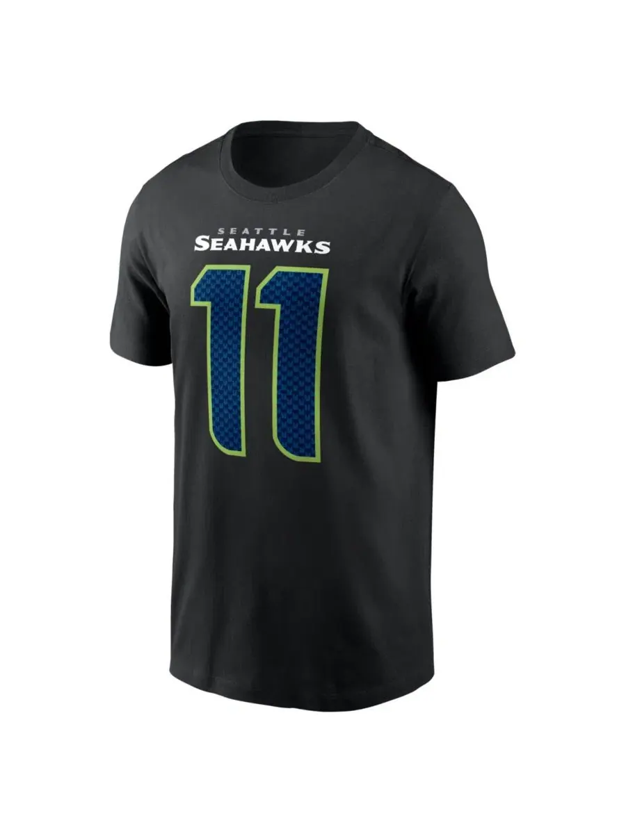 Мужская черная футболка Jaxon Smith-Njigba Seattle Seahawks Carbon с именем и номером игрока Nike — изображение 2 из 3