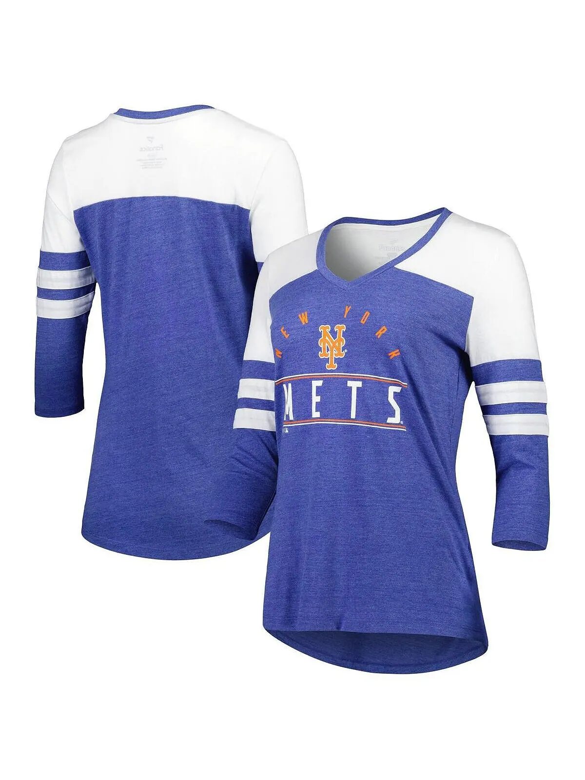 Женская футболка с v-образным вырезом и рукавами 3/4 с логотипом Heather Royal New York Mets League — изображение 1 из 3