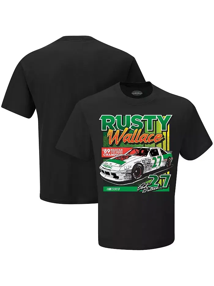 Мужская черная футболка Rusty Wallace '89 NASCAR Cup Series Champion Checkered Flag Sports — изображение 1 из 3