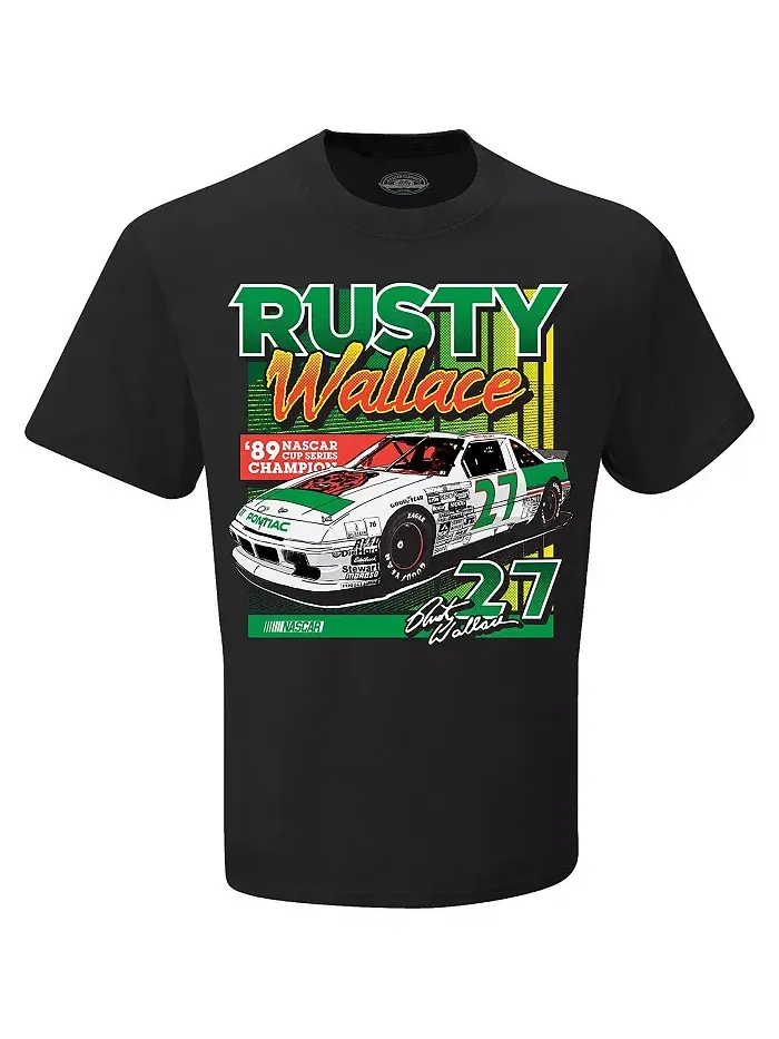 Мужская черная футболка Rusty Wallace '89 NASCAR Cup Series Champion Checkered Flag Sports — изображение 3 из 3
