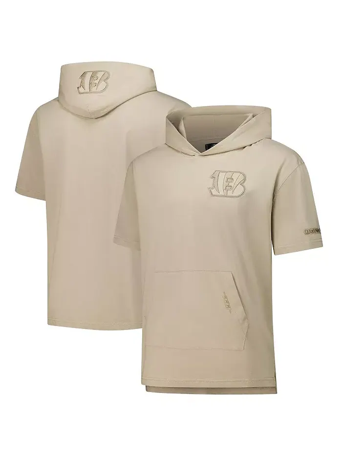 Мужская бежевая толстовка с капюшоном и коротким рукавом Cincinnati Bengals Neutrals Capsule Pro — изображение 1 из 3
