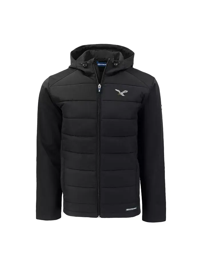 Мужская черная толстовка-куртка Philadelphia Eagles Throwback Evoke Hybrid Eco Softshell на молнии — изображение 3 из 3