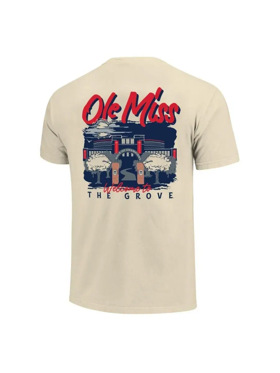 Футболка с принтом Ole Miss Rebels Comfort Colors Hand-Drawn Campus Stack Image One — изображение 3 из 3, прозрачный