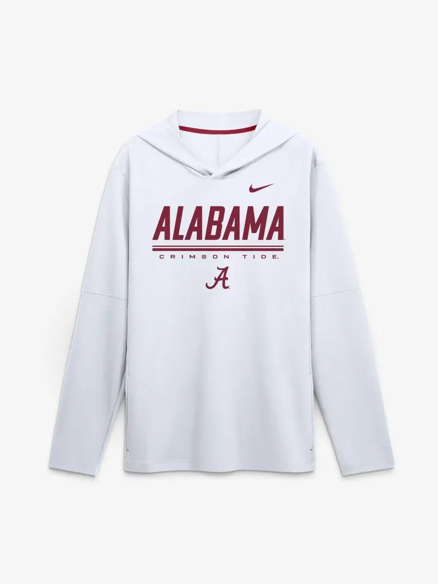 Лонгслив с капюшоном с принтом Alabama Crimson Tide 2026 Sideline Lightweight Long Sleeve Hooded — изображение 1 из 2, белый