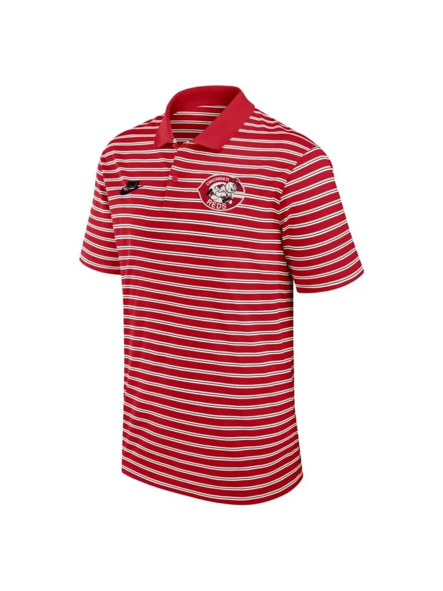 Поло с длинным рукавом Cooperstown Collection Dri-FIT Victory Striped Nike — изображение 1 из 5, красный кремовый