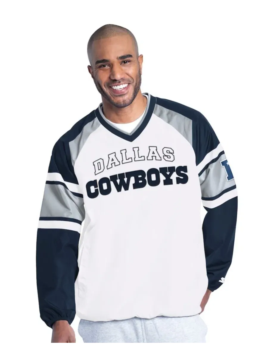 Куртка-пуловер с рукавами реглан с принтом Dallas Cowboys Starter — изображение 1 из 4, белый темно-синий