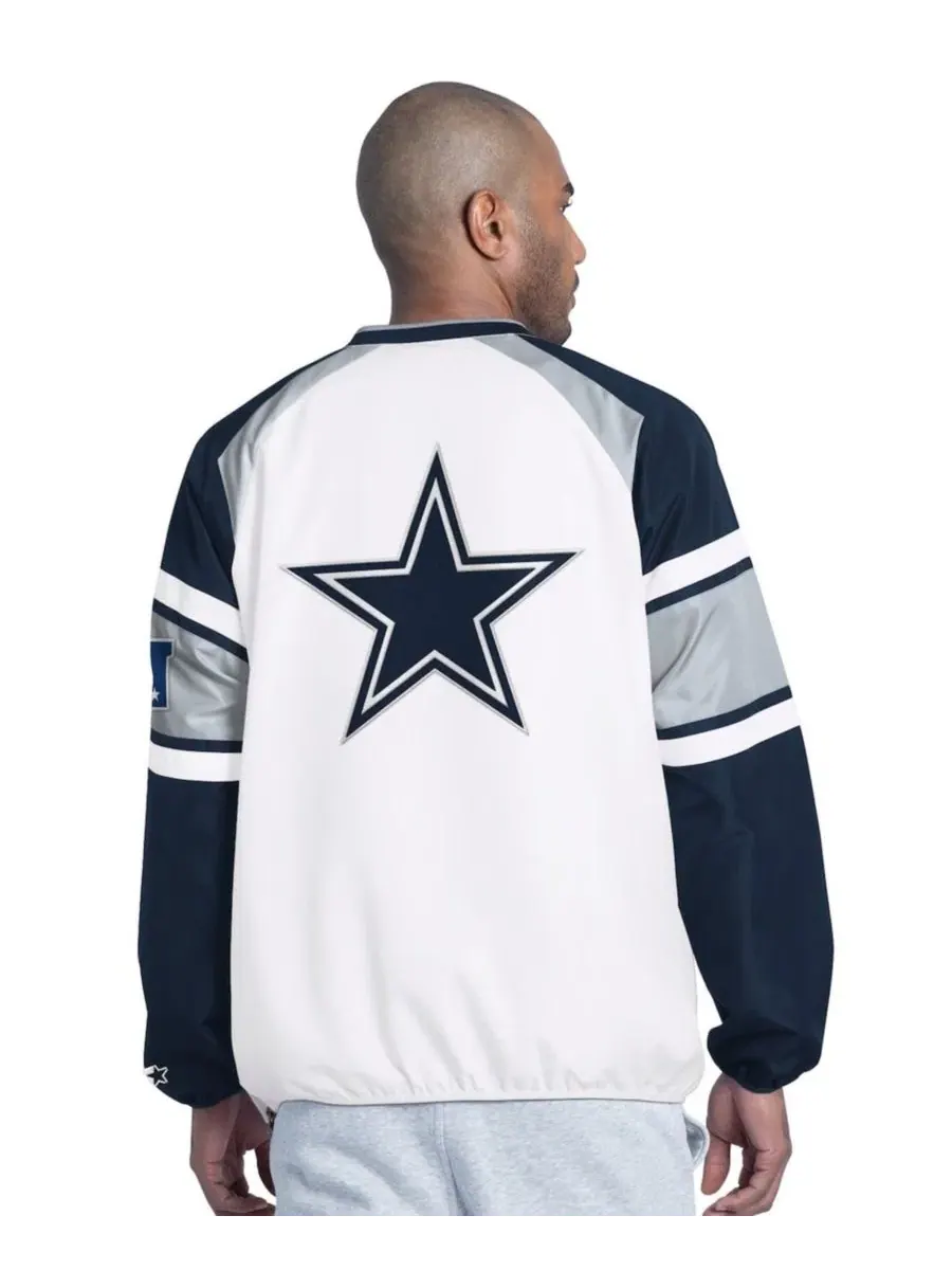 Куртка-пуловер с рукавами реглан с принтом Dallas Cowboys Starter — изображение 2 из 4, белый темно-синий