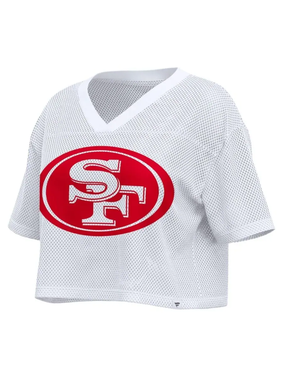 Женская футболка-джерси с V-образным вырезом San Francisco 49ers Oversized Mesh Fanatics — изображение 2 из 3, белый