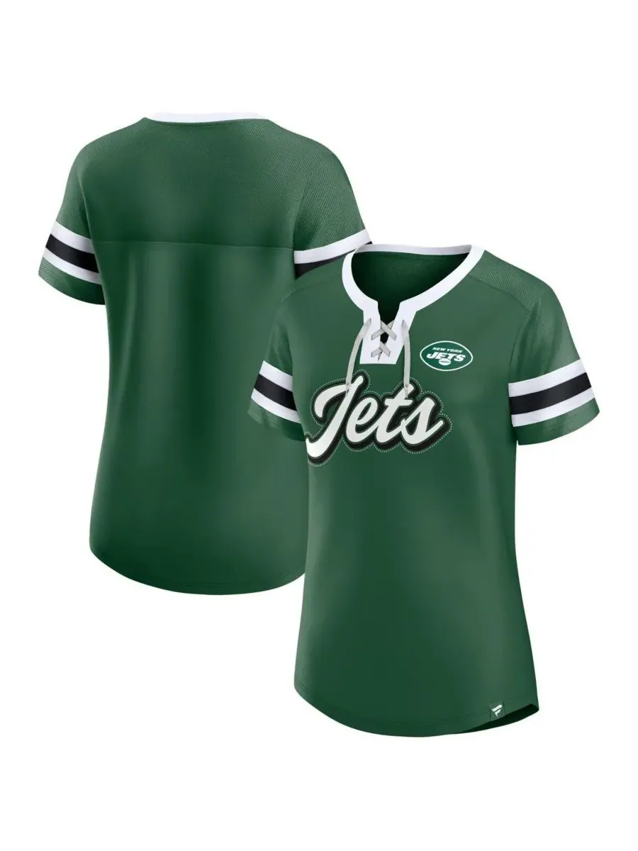 Fanatics Женская зеленая футболка New York Jets True Catch Iconic Rhinestone Bling Athena на — изображение 1 из 3, зеленый