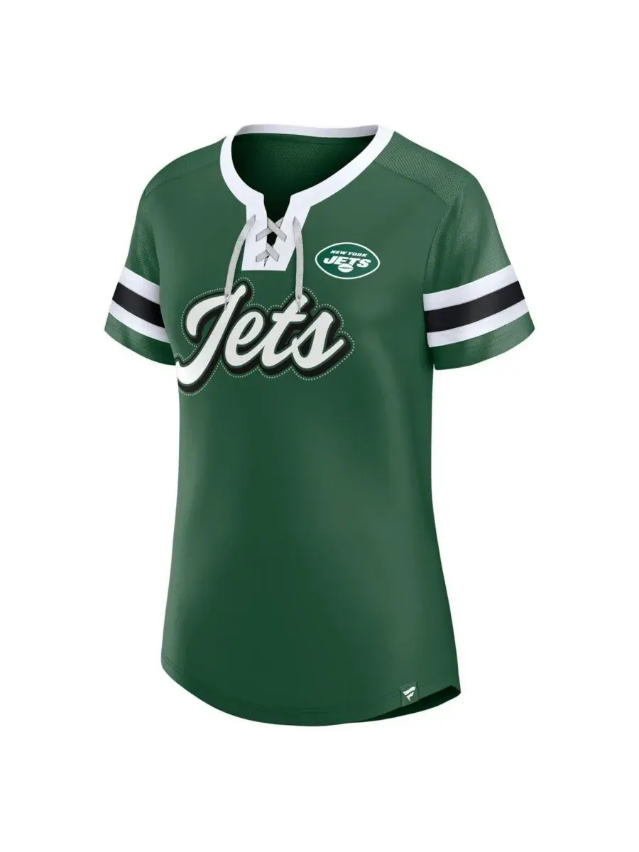 Fanatics Женская зеленая футболка New York Jets True Catch Iconic Rhinestone Bling Athena на — изображение 3 из 3, зеленый