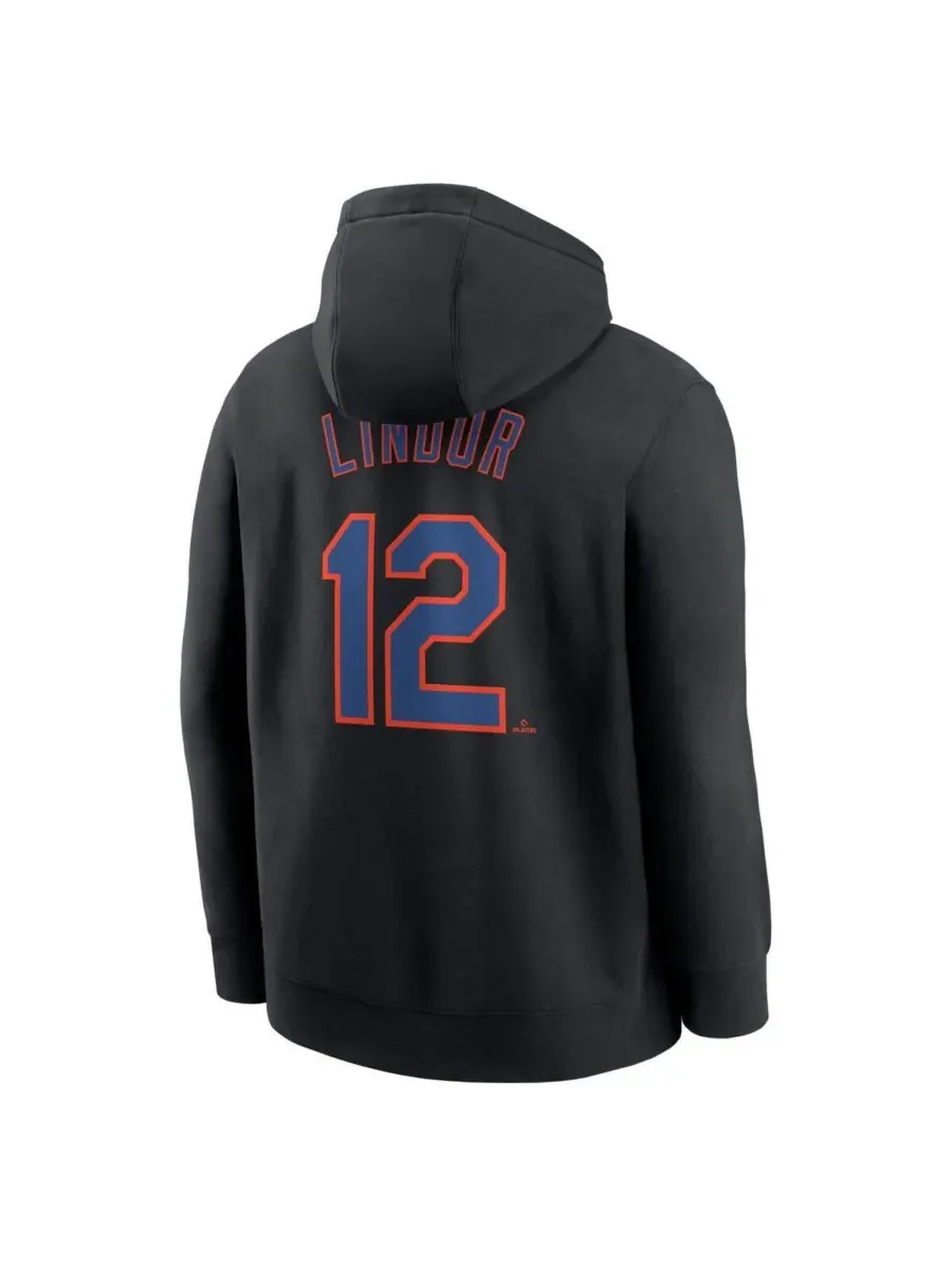 Nike Мужская черная толстовка с капюшоном Francisco Lindor New York Mets с именем и номером игрока — изображение 3 из 3