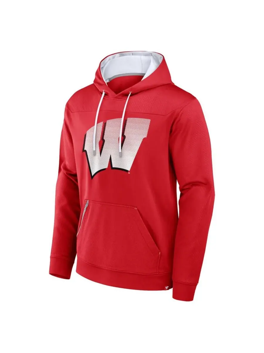 Fanatics Мужская красная толстовка с капюшоном Wisconsin Badgers Defender Dot Faded Primary — изображение 3 из 3, красный