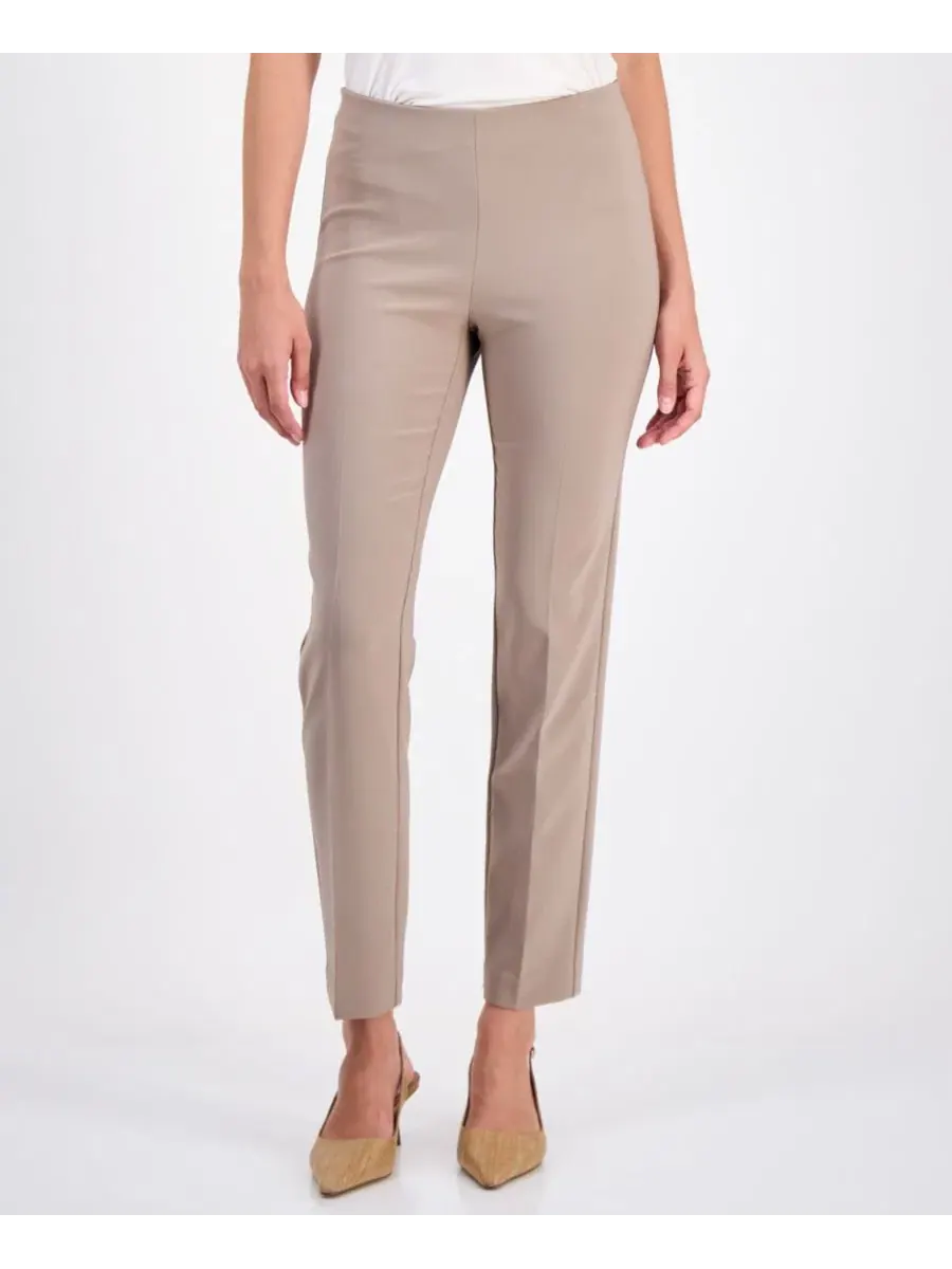 Узкие брюки-слим с защипами Hollywood Anne Klein, Natural Clay