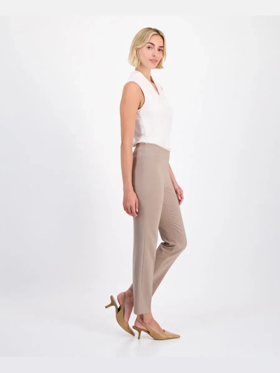 Узкие брюки-слим с защипами Hollywood Anne Klein, Natural Clay — изображение 2 из 4