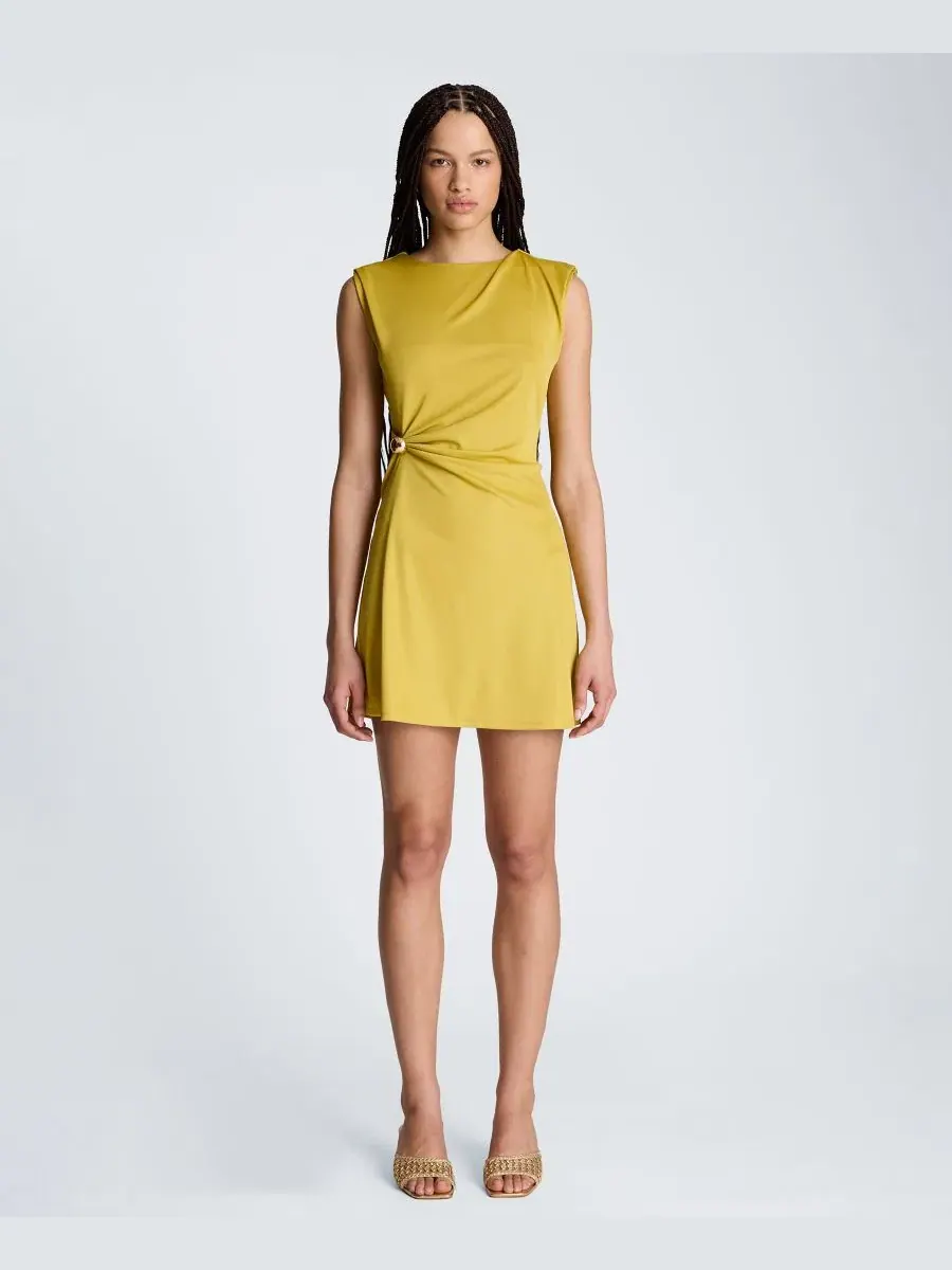 Платье-миди с драпировкой по талии, без рукавов Kenneth Cole, Pear — изображение 2 из 6