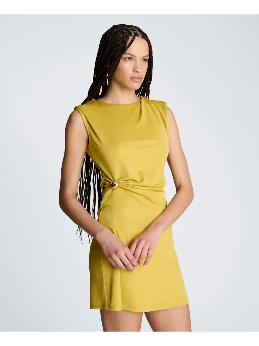 Платье-миди с драпировкой по талии, без рукавов Kenneth Cole, Pear — изображение 4 из 6