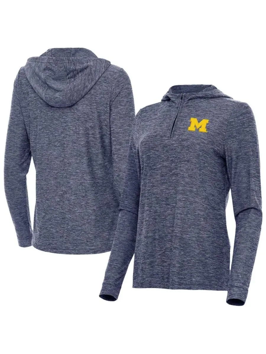 Antigua Женская толстовка на молнии Michigan Wolverines Daybreak Quarter-Zip цвета «темно-синий — изображение 1 из 3