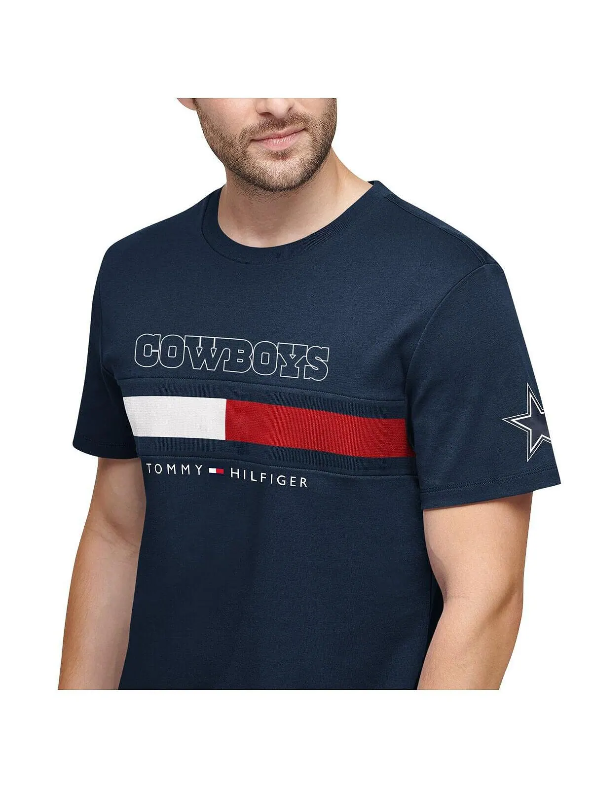 Мужская темно-синяя футболка со вставками dallas cowboys Tommy Hilfiger — изображение 3 из 3, темно-синий