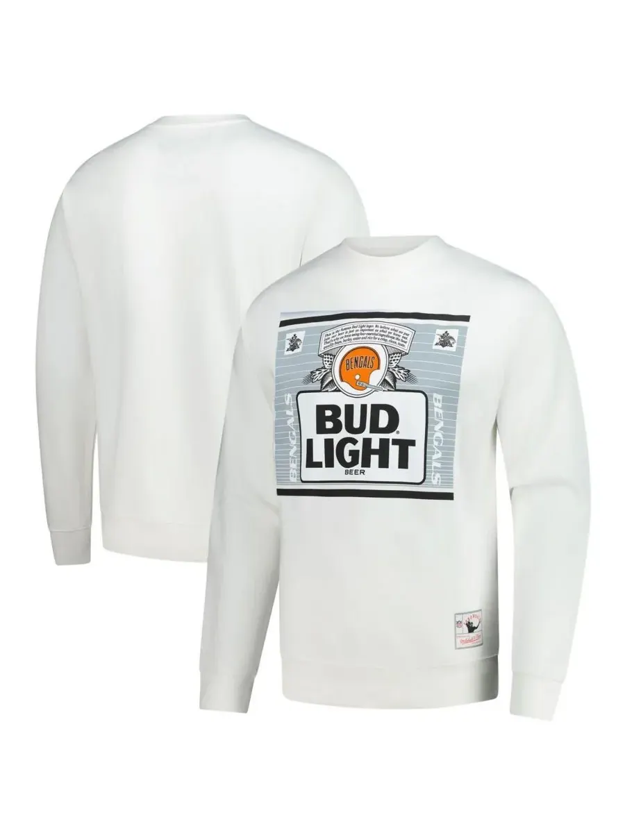 Mitchell & Ness Мужская белая толстовка Bud Light Cincinnati Bengals The Crest Pullover Sweatshirt — изображение 1 из 3
