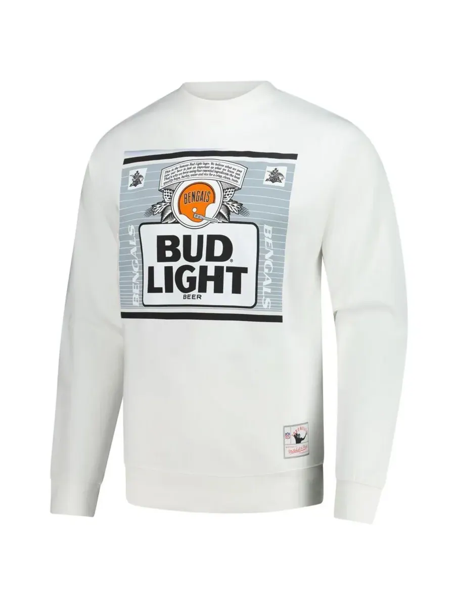 Mitchell & Ness Мужская белая толстовка Bud Light Cincinnati Bengals The Crest Pullover Sweatshirt — изображение 3 из 3