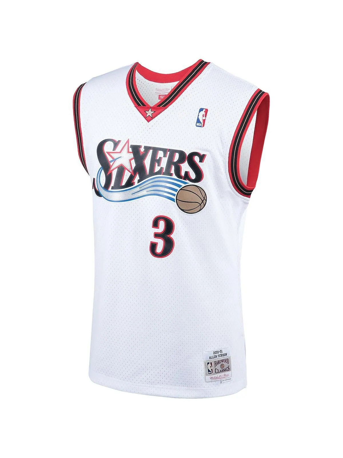 Мужская джерси allen iverson white philadelphia 76ers 2000 hardwood classics swingman player — изображение 2 из 3, белый
