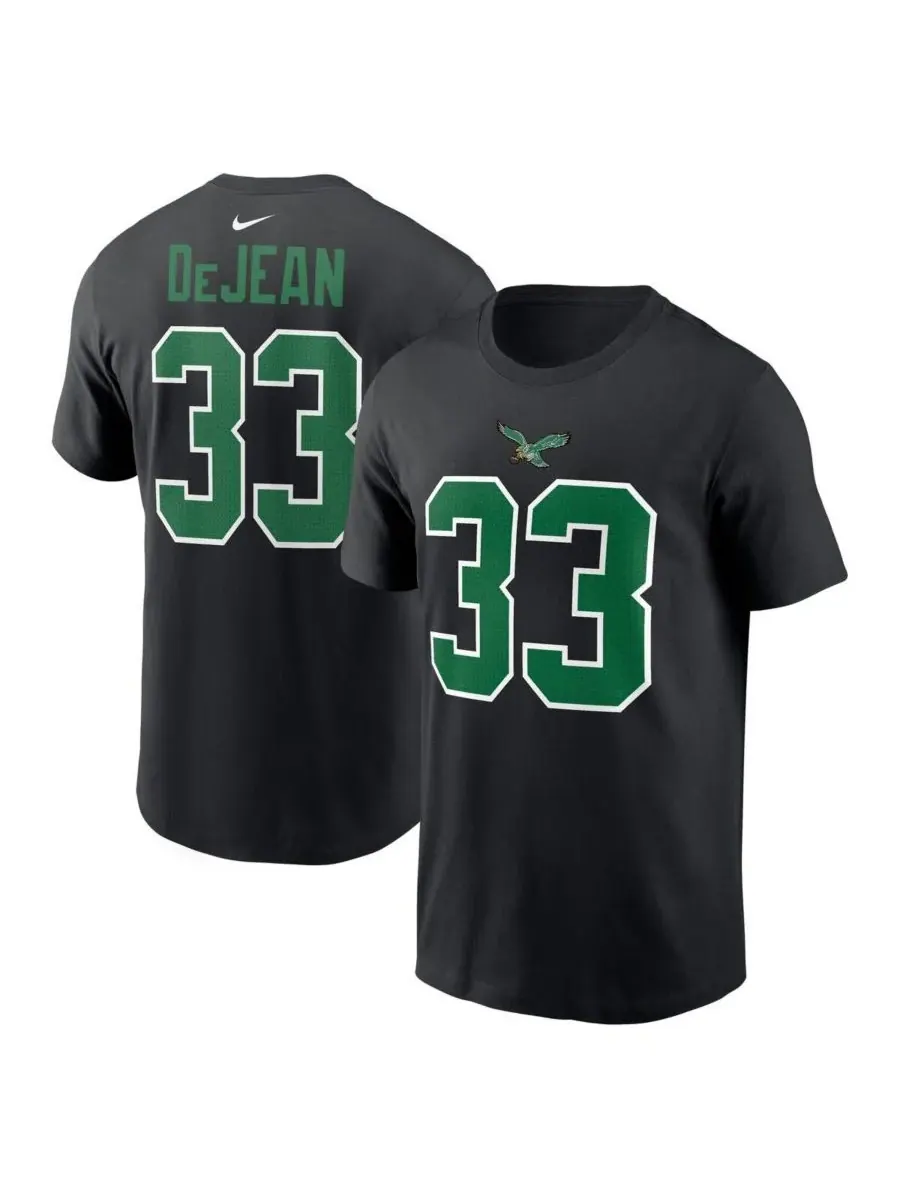 Nike Мужская черная футболка Cooper DeJean с именем и номером игрока команды Philadelphia Eagles — изображение 1 из 3, черный