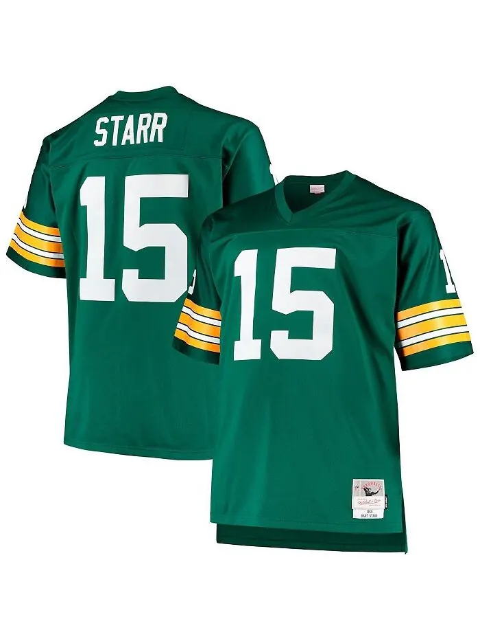 Мужская копия Джерси Bart Starr Green Green Bay Packers Big and Tall 1968 года, вышедшего на пенсию — изображение 1 из 3