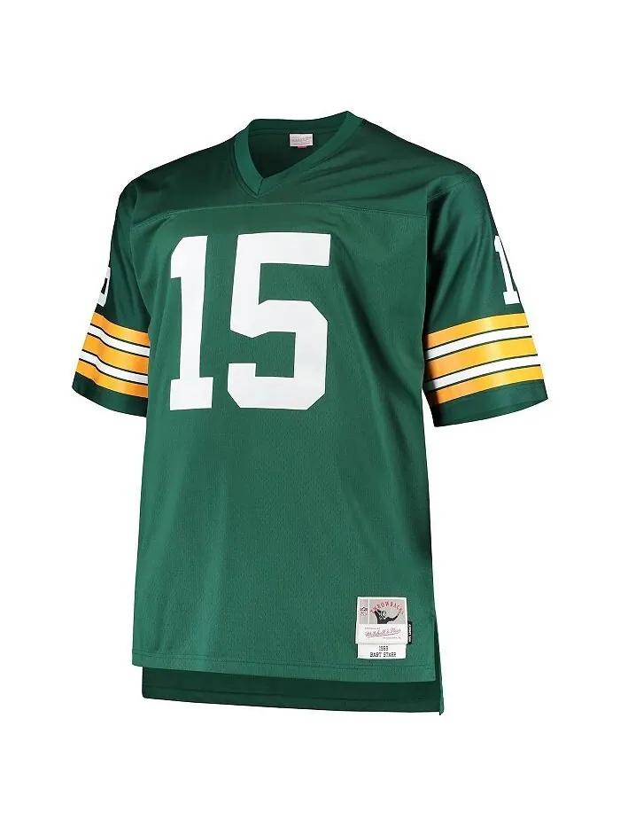 Мужская копия Джерси Bart Starr Green Green Bay Packers Big and Tall 1968 года, вышедшего на пенсию — изображение 3 из 3