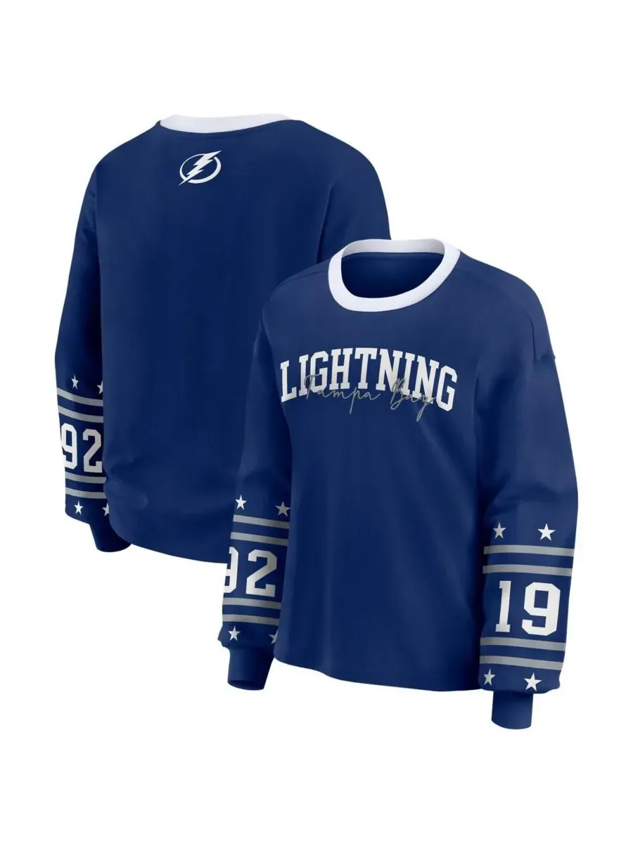 WEAR by Erin Andrews Женская синяя спортивная футболка с длинными рукавами Tampa Bay Lightning — изображение 1 из 3, синий