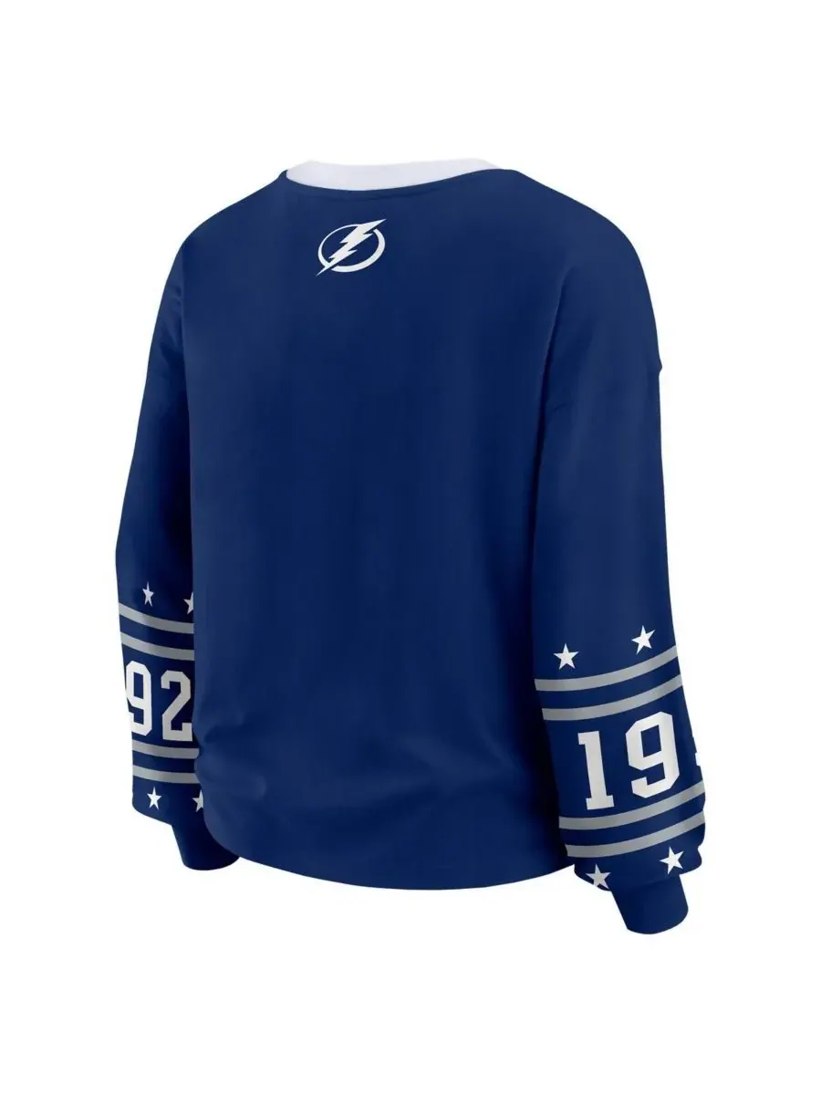 WEAR by Erin Andrews Женская синяя спортивная футболка с длинными рукавами Tampa Bay Lightning — изображение 3 из 3, синий