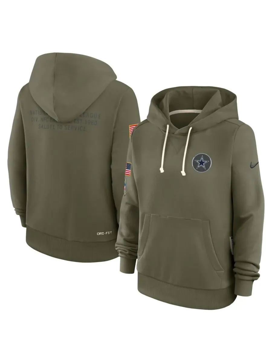 Nike Женская толстовка Dallas Cowboys 2025 Salute to Service Sideline Standard Issue Dri-FIT — изображение 1 из 4, оливковый