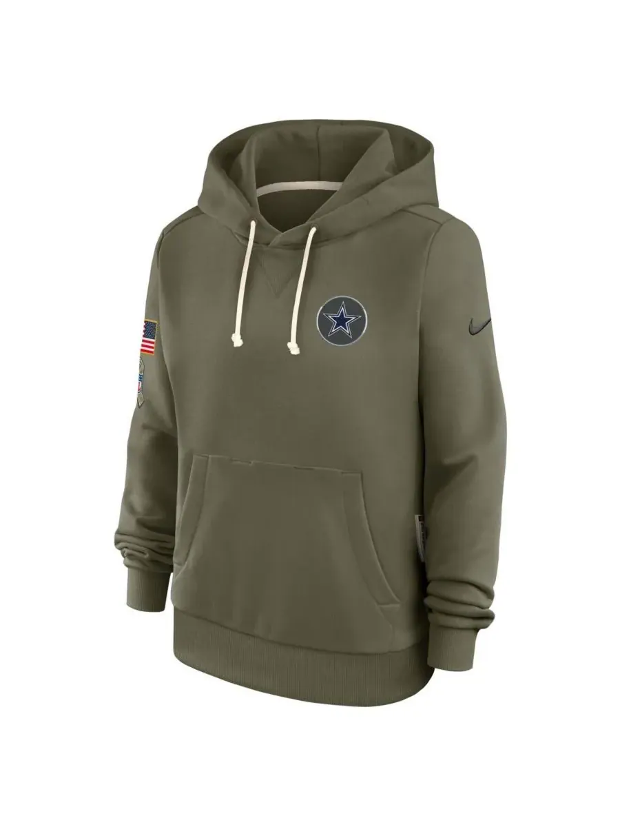 Nike Женская толстовка Dallas Cowboys 2025 Salute to Service Sideline Standard Issue Dri-FIT — изображение 3 из 4, оливковый